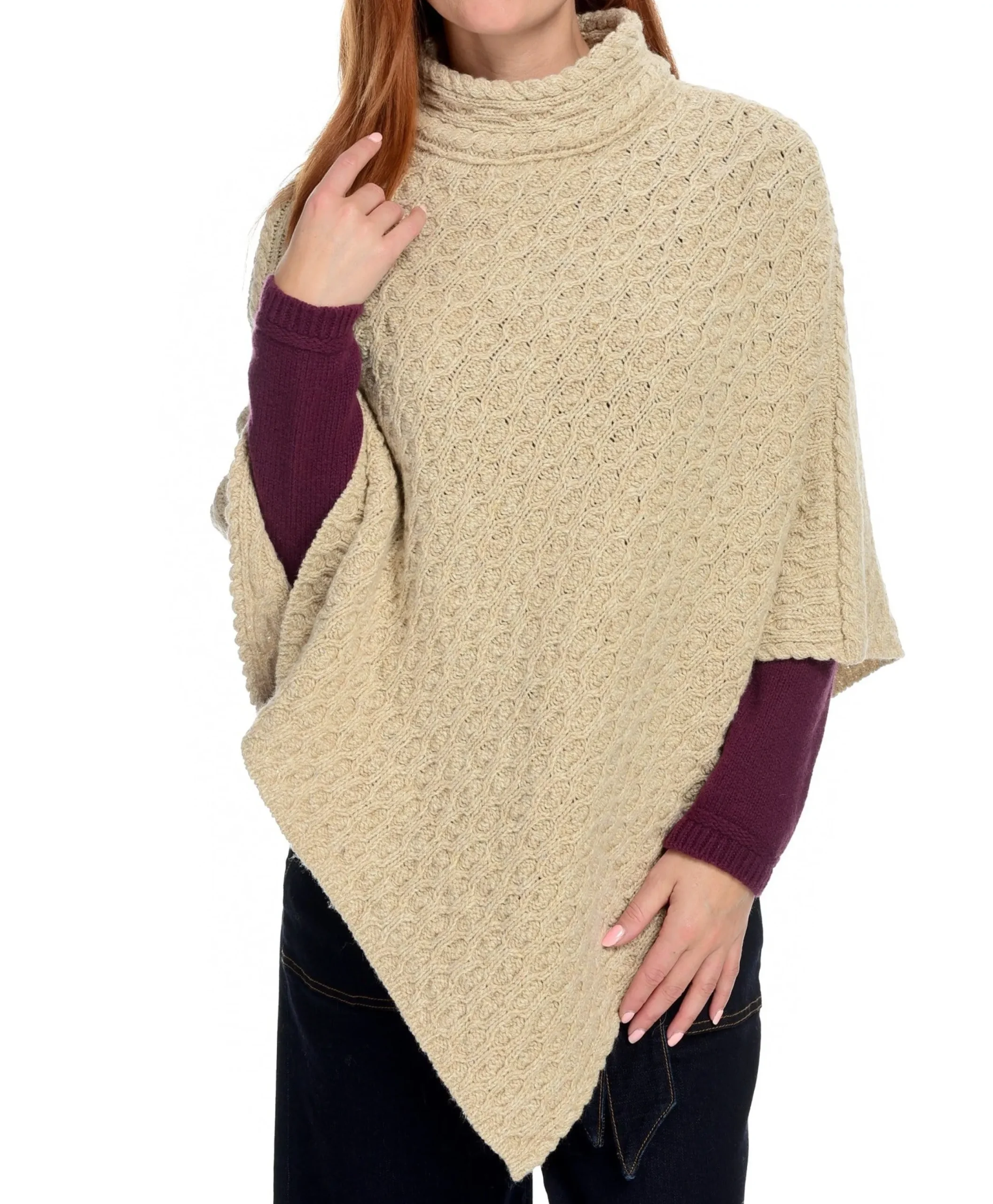 J. W. Hulme Co Irelandseye Newport High Neck Cable Poncho>Women Tops