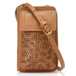 J. W. Hulme Co Leah Perforated Leather Phone Case Crossbody> Pouches & Wallets