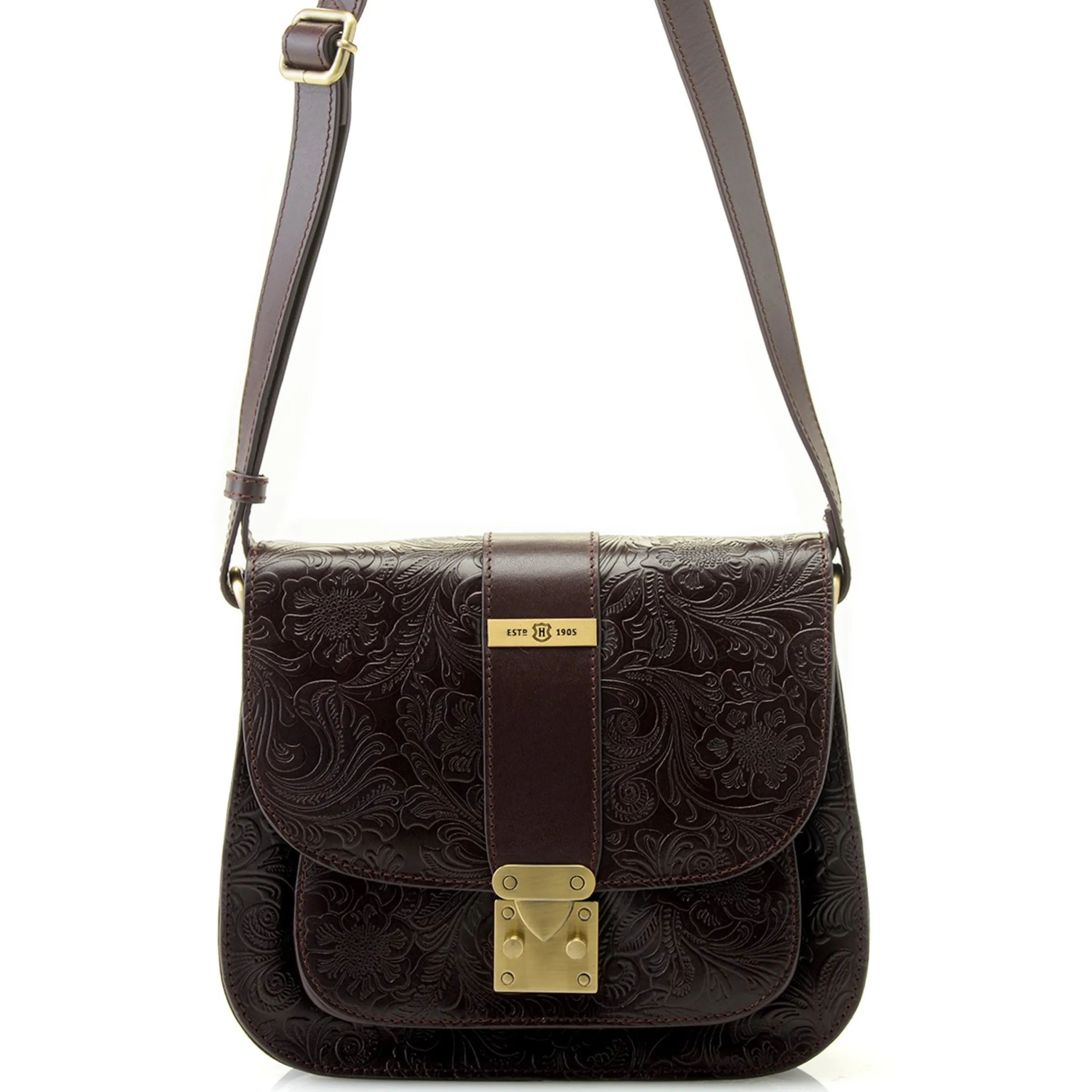 J. W. Hulme Co Reese Tooled Leather Saddle Crossbody Bag> Crossbody