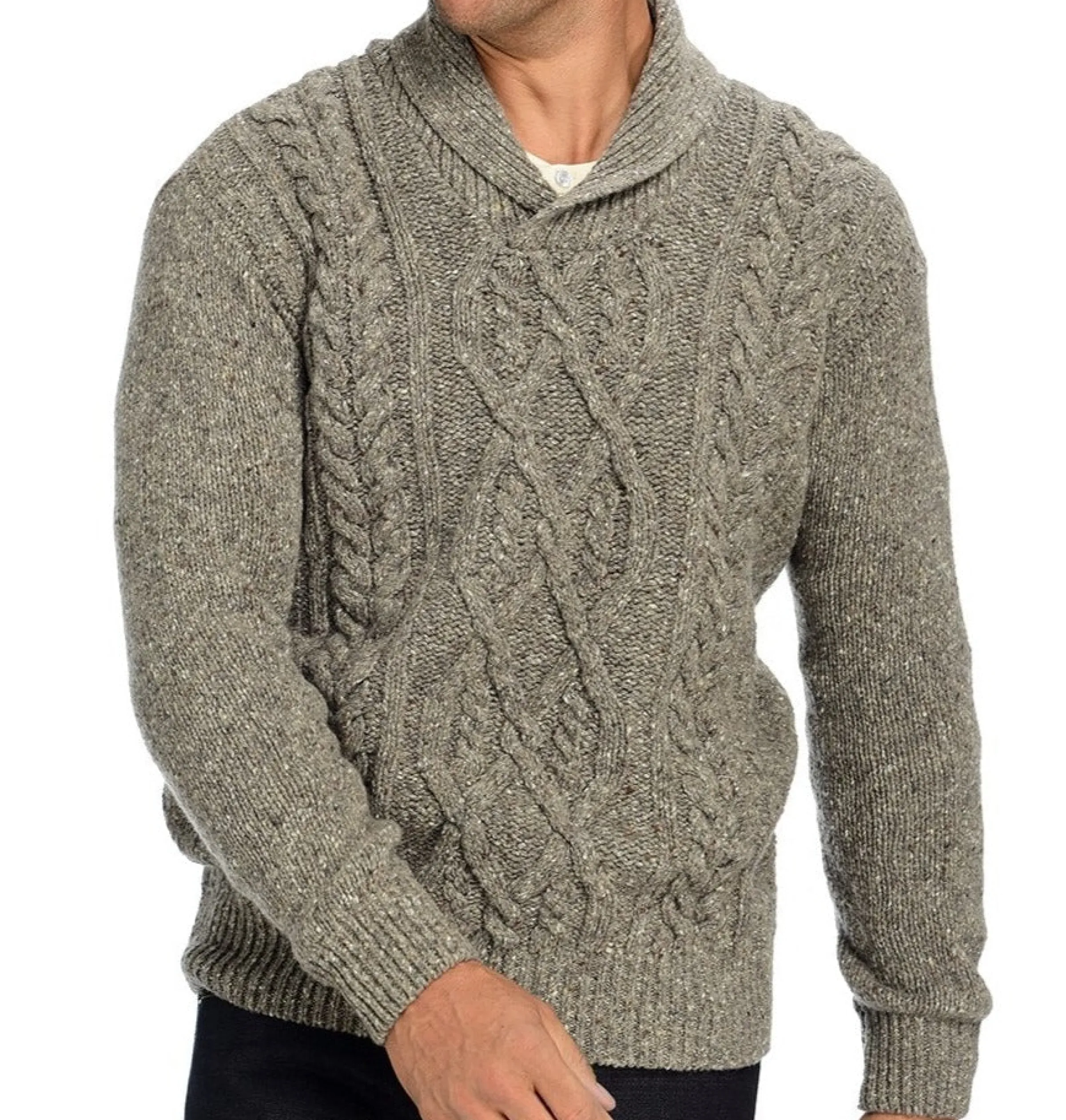 J. W. Hulme Co Irelandseye Knitted Clonard Shawl Collar Cable Pullover>Men Tops