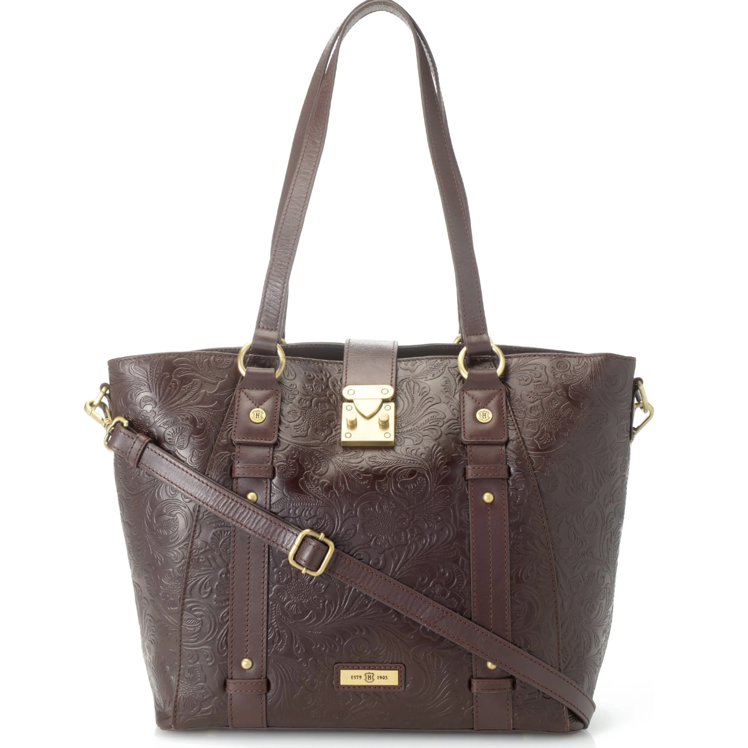 J. W. Hulme Co Reese Tooled Leather Lock Closure Tote Bag> Totes