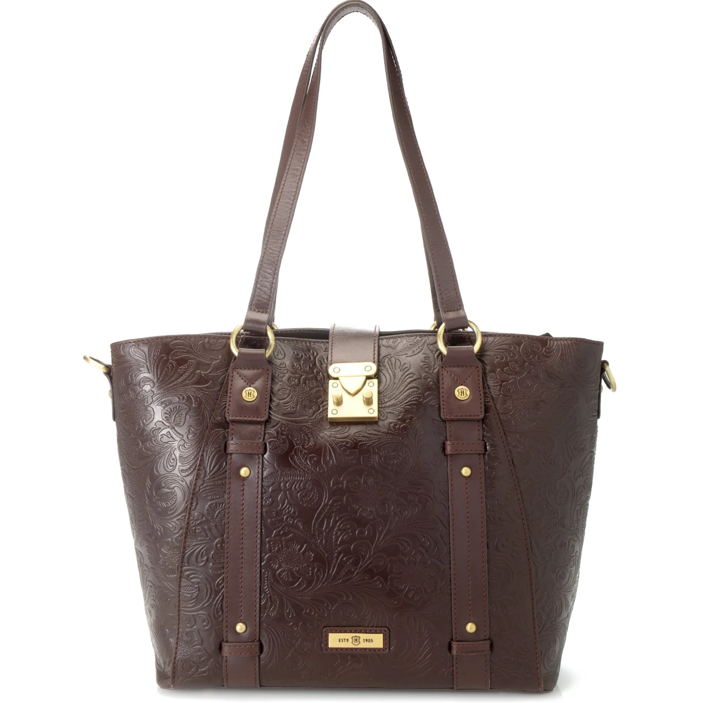 J. W. Hulme Co Reese Tooled Leather Lock Closure Tote Bag> Totes